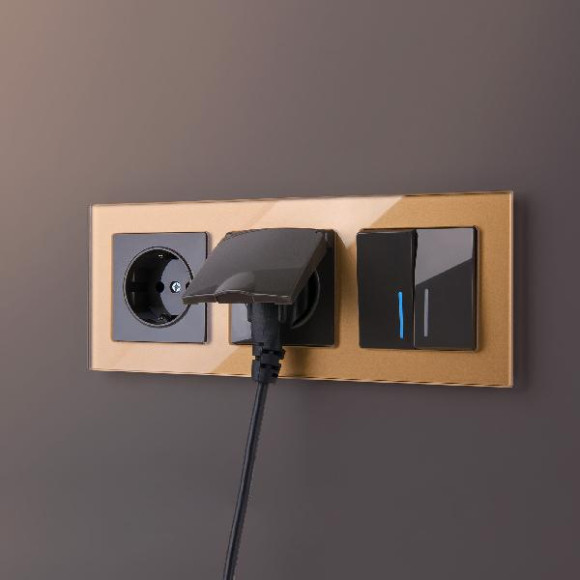 Розетка Встраиваемые механизмы серо-коричневые WL07-SKGSC-01-IP44