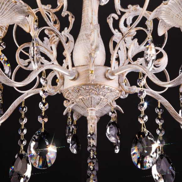 Подвесная люстра Kiva 3113/5 белый с золотом/прозрачный хрусталь Strotskis Подвесная люстра Kiva 3113/5 белый с золотом/прозрачный хрусталь Strotskis