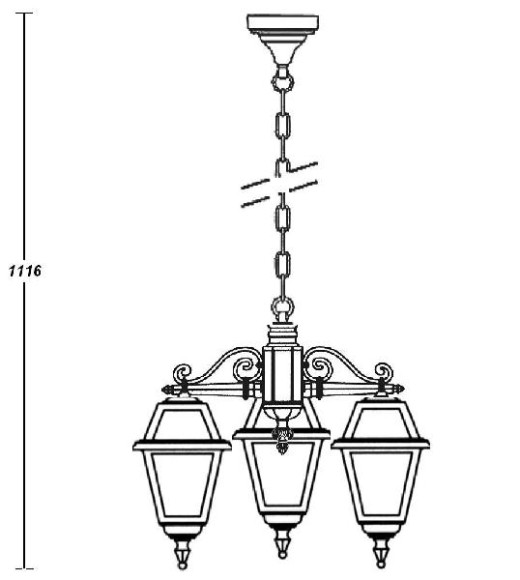 Уличный светильник подвесной  91170/3L fl Bl