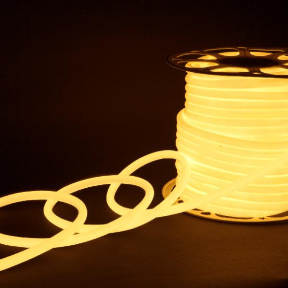 Светодиодная лента LS 003 220V 9,6 IP67 Гибкий неон 220V 9,6W 144Led 2835 IP67 круглый теплый белый, 50 м