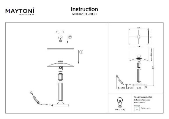 Интерьерная настольная лампа Ontario MOD020TL-01CH