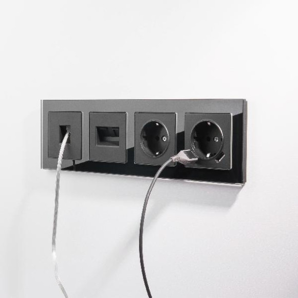 Розетка Встраиваемые механизмы черные WL08-RJ45+RJ45 Розетка Встраиваемые механизмы черные WL08-RJ45+RJ45