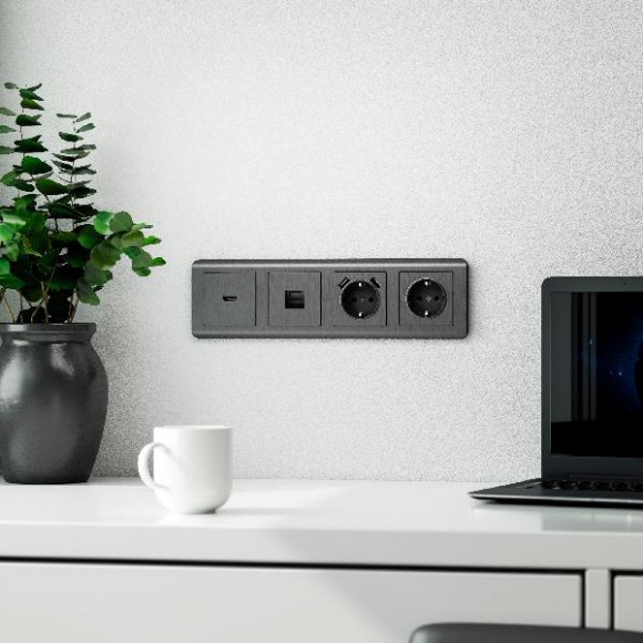 Запчасть Встраиваемые механизмы графит рифленый WL04-HDMI-CP Запчасть Встраиваемые механизмы графит рифленый WL04-HDMI-CP