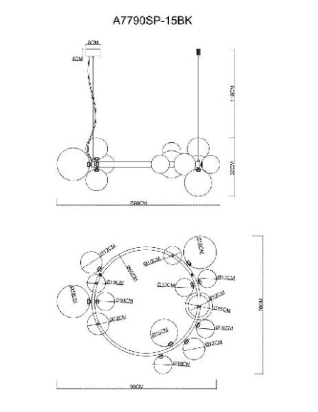 Подвесная люстра Vincent A7790SP-15BK Подвесная люстра Vincent A7790SP-15BK