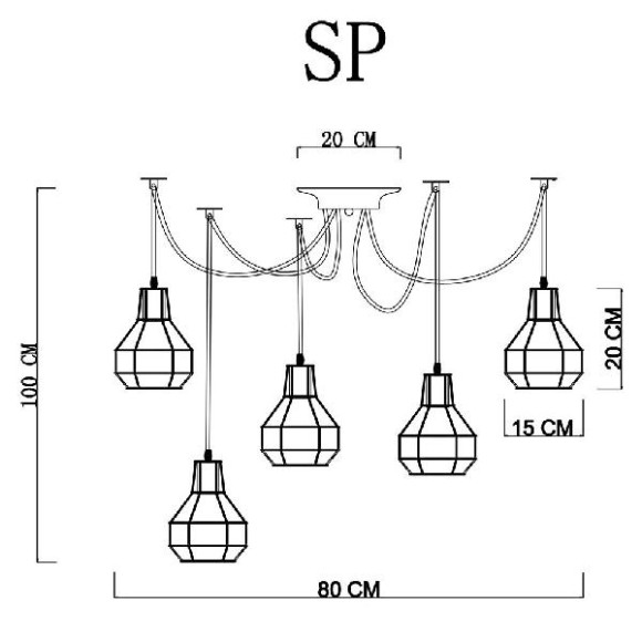 Подвесной светильник Spider A1109SP-5BK