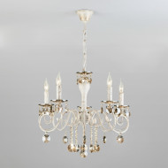 Подвесная люстра Ravenna 10104/5 белый с золотом/тонированный хрусталь Strotskis