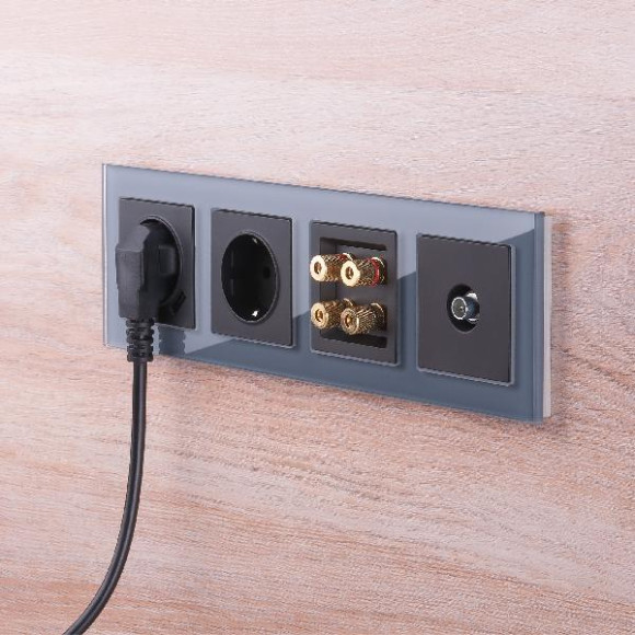 Розетка Встраиваемые механизмы черные WL08-AUDIOx4