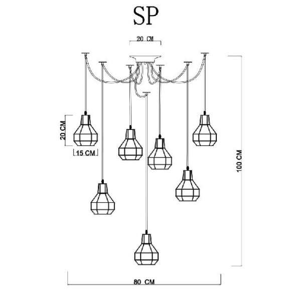 Подвесной светильник Spider A1109SP-7BK