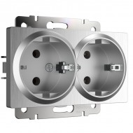 Розетка Встраиваемые механизмы серебряный рифленый WL09-SKG-02-IP20