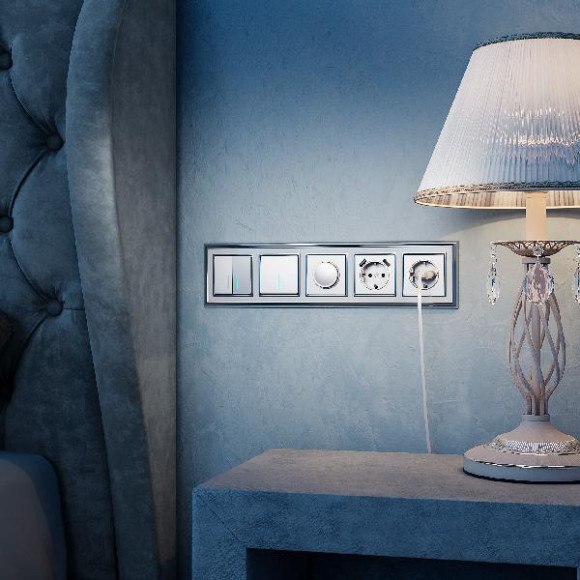 Выключатель Встраиваемые механизмы серебряные WL06-SW-1G-2W-LED