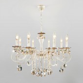 Подвесная люстра Ravenna 10104/8 белый с золотом/тонированный хрусталь Strotskis