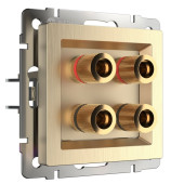 Розетка Встраиваемые механизмы шампань рифленый WL10-AUDIOx4