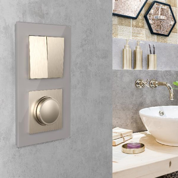 Выключатель Встраиваемые механизмы шампань рифленый WL10-SW-2G-2W