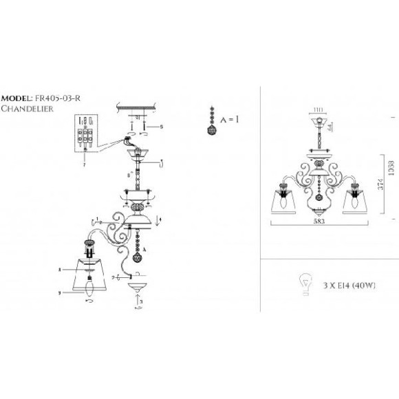 Потолочная люстра Driana FR2405-PL-03-BZ Потолочная люстра Driana FR2405-PL-03-BZ