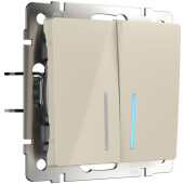 Выключатель Встраиваемые механизмы слоновая кость WL03-SW-2G-2W-LED-ivory