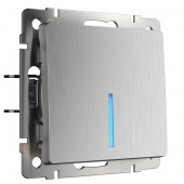 Выключатель Встраиваемые механизмы серебряный рифленый WL09-SW-1G-LED