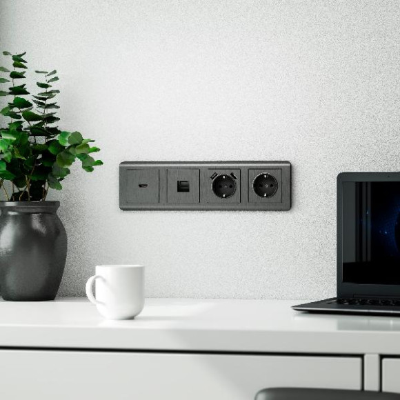 Запчасть Встраиваемые механизмы графит рифленый WL04-RJ-11-CP