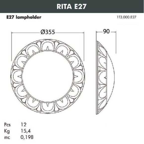 Настенный светильник уличный Rita 1T3.000.000.AYE27 Настенный светильник уличный Rita 1T3.000.000.AYE27