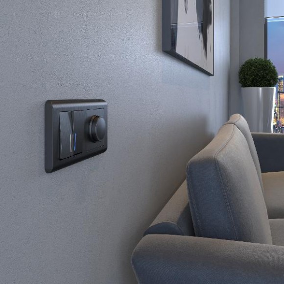 Диммер Встраиваемые механизмы графит рифленый WL04-DM600