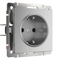 Розетка Встраиваемые механизмы серебряный рифленый WL09-SKG-01-IP20