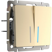 Выключатель Встраиваемые механизмы шампань WL11-SW-2G-2W-LED Выключатель Встраиваемые механизмы шампань WL11-SW-2G-2W-LED