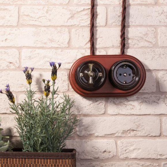 Розетка Накладные ретро механизмы Ретро коричневые WL18-03-01 Розетка Накладные ретро механизмы Ретро коричневые WL18-03-01