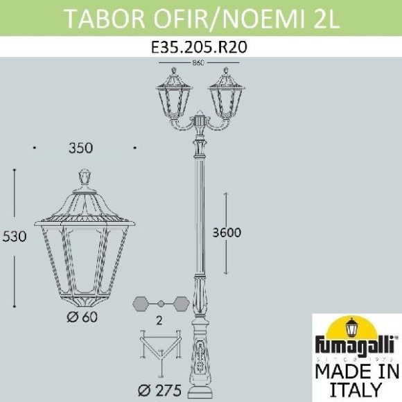 Наземный фонарь Noemi E35.205.R20.WXH27