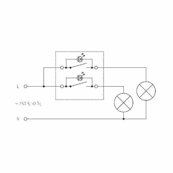 Выключатель Встраиваемые механизмы слоновая кость WL03-SW-2G-LED-ivory