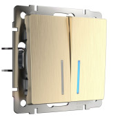 Выключатель Встраиваемые механизмы шампань рифленый WL10-SW-2G-LED