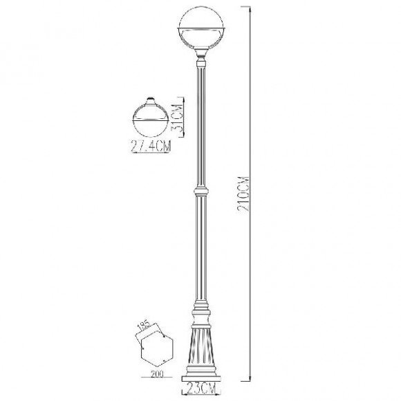 Наземный фонарь Monaco A1497PA-1BK