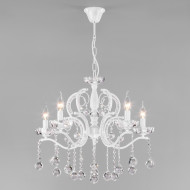 Подвесная люстра Brezza 10107/5 глянцевый белый/прозрачный хрусталь Strotskis