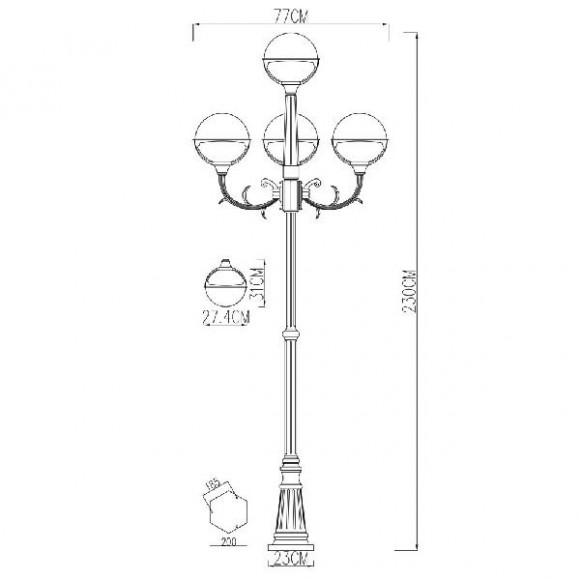 Наземный фонарь Monaco A1497PA-4WG
