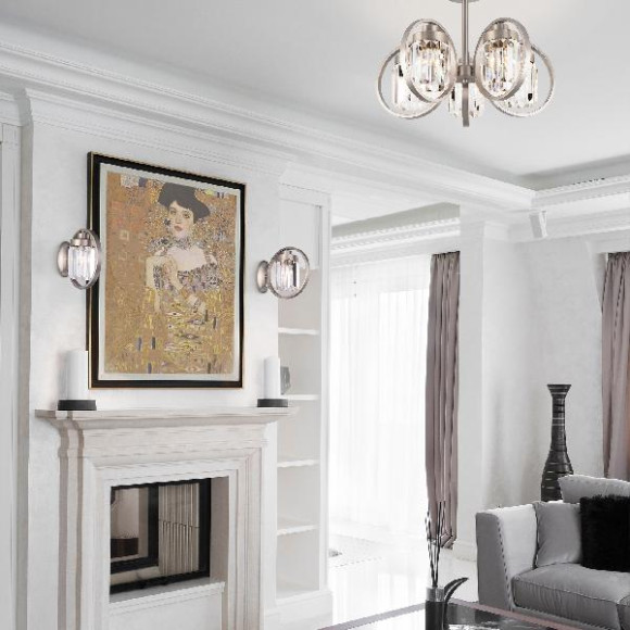 Потолочная люстра Loraine 10095/5 сатин-никель/прозрачный хрусталь Strotskis