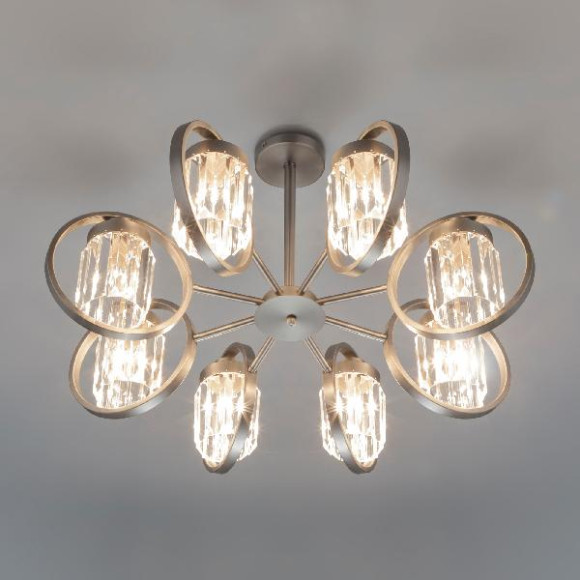 Потолочная люстра Loraine 10095/8 сатин-никель/прозрачный хрусталь Strotskis