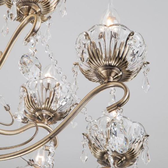 Подвесная люстра Teodore 10103/12 античная бронза/прозрачный хрусталь Strotskis