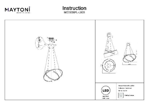 Подвесной светильник Azumi MOD036PL-L80B
