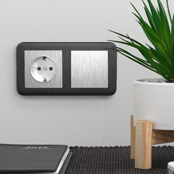 Выключатель Встраиваемые механизмы серебряный рифленый WL09-SW-1G