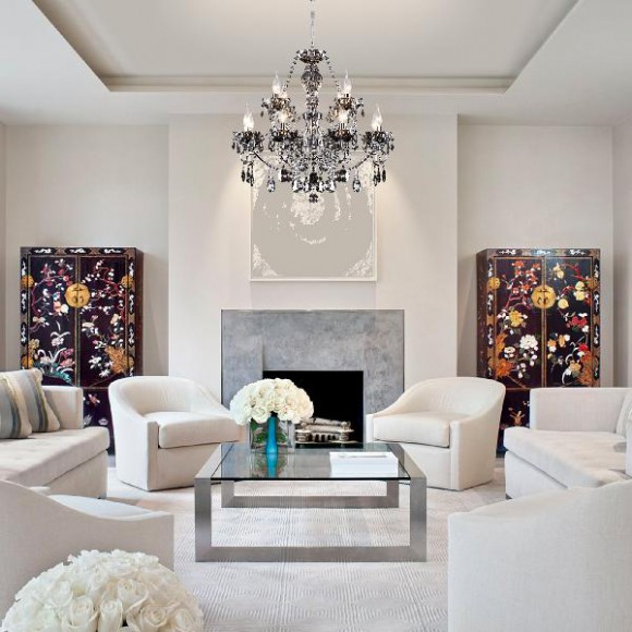 Подвесная люстра Teodore 10103/12 хром/дымчатый хрусталь Strotskis