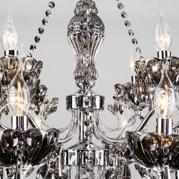 Подвесная люстра Teodore 10103/12 хром/дымчатый хрусталь Strotskis