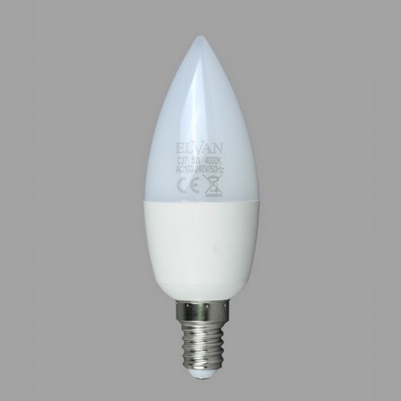 Лампочка светодиодная  E14-5W-3000КC37-candle