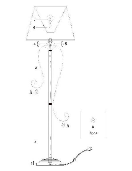 Торшер Simone FR2020-FL-01-BZ