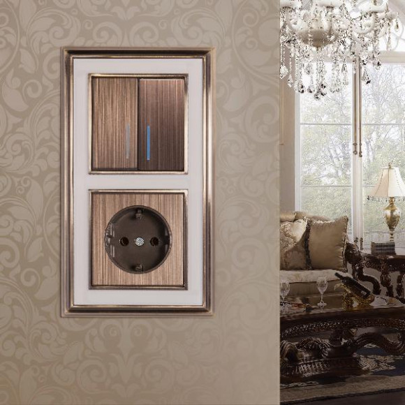 Запчасть Накладки на встраиваемые механизмы бронза WL12-SW-2G-LED-CP