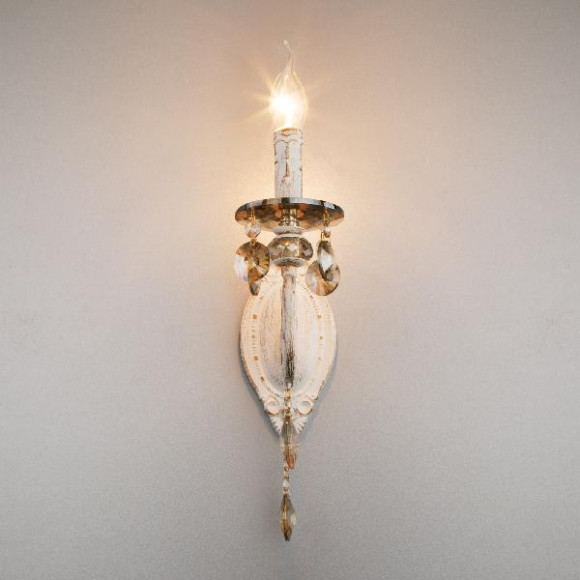 Бра Ravenna 10104/1 белый с золотом/тонированный хрусталь Strotskis