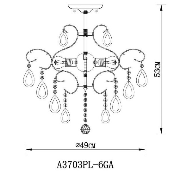Потолочная люстра Silvia A3703PL-6GA