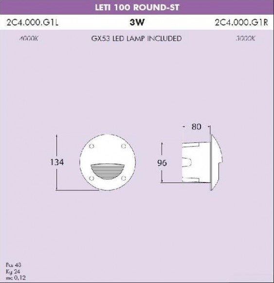 Встраиваемый светильник уличный Leti 2C4.000.000.WYG1L