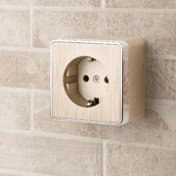 Розетка Накладные механизмы Gallant шампань рифленый WL15-02-02 Розетка Накладные механизмы Gallant шампань рифленый WL15-02-02