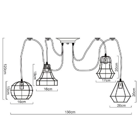 Подвесной светильник Spider A4051SP-12BK