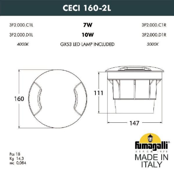 Встраиваемый светильник уличный CECI 3F2.000.000.AXD1L Встраиваемый светильник уличный CECI 3F2.000.000.AXD1L